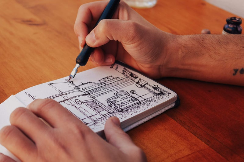 Etchr A6 Landscape Sketchbook - Hot Press Mixed Media 100% Cotton - Hardcover Drawing Book 6.9â€x9.8 with 52 Pages - Image 4